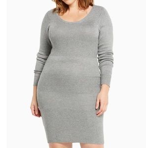 Gray Striped Sweater Dress